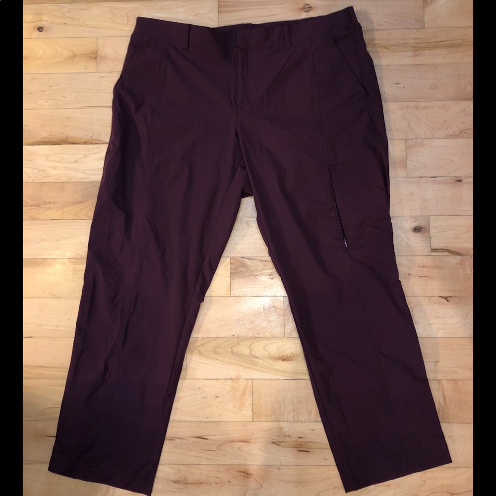 Maroon windbreaker travel pants